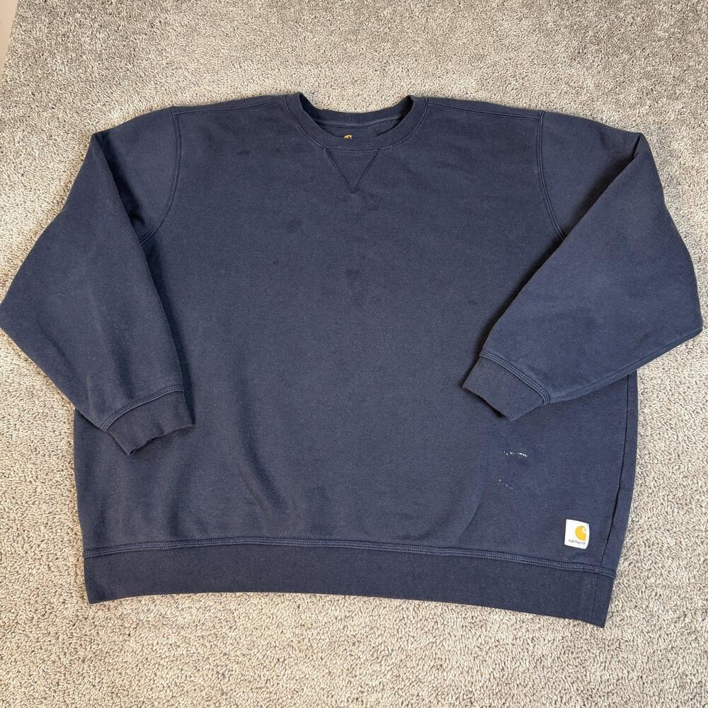 Carhartt Sweatshirt Mens 3XL Blue Pullover Heavyweight Fleece Tagless Logo